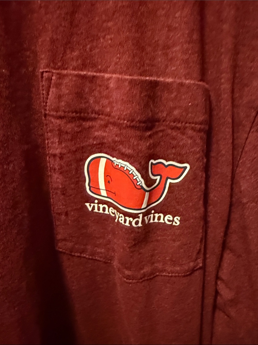 Vineyard Vines Men's Long-Sleeve Pocket Tee — Burgundy Whale Logo - Picture 2 of 4